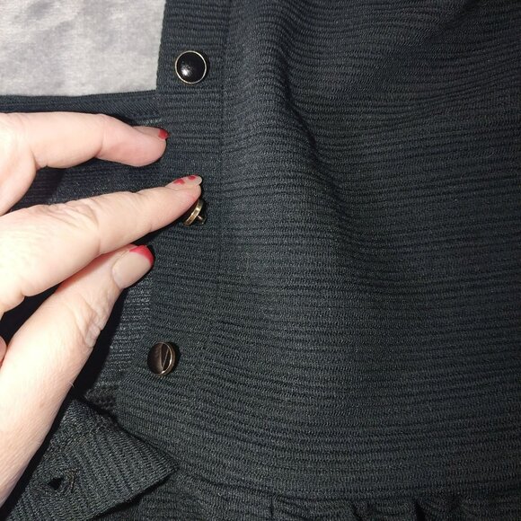 JCrew Womens Peplum Top M Black Bell Sleeve Textured‎ Classic Corporate Goth - Picture 13 of 14